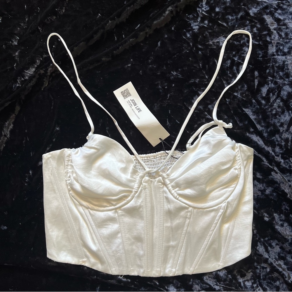 Zara white corset top medium satin Marilyn Monroe